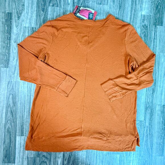 Adrianna Papell XL Auburn V-Neck Waffle Knit Tunic Top NWT $49 MSRP - Picture 2 of 7